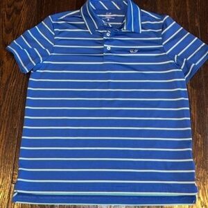 Vineyard Vines Sankaty blue striped polo shirt boys size medium